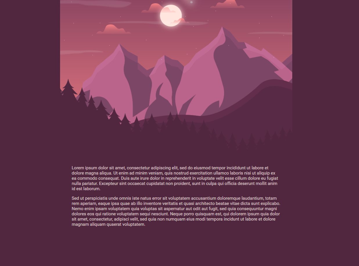 Responsive editorial landing layout with illustration and text content